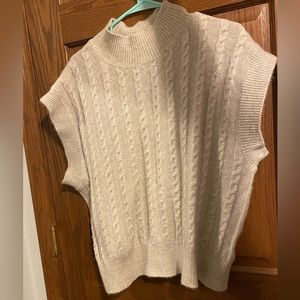 Cream Turtleneck Sweater Vest